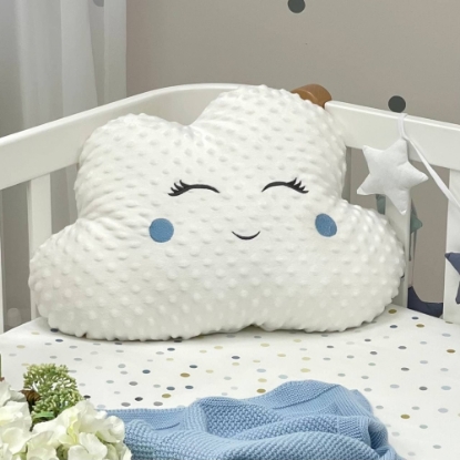 Pernuta decorativa pentru patut bebe Norisor alb-albastru